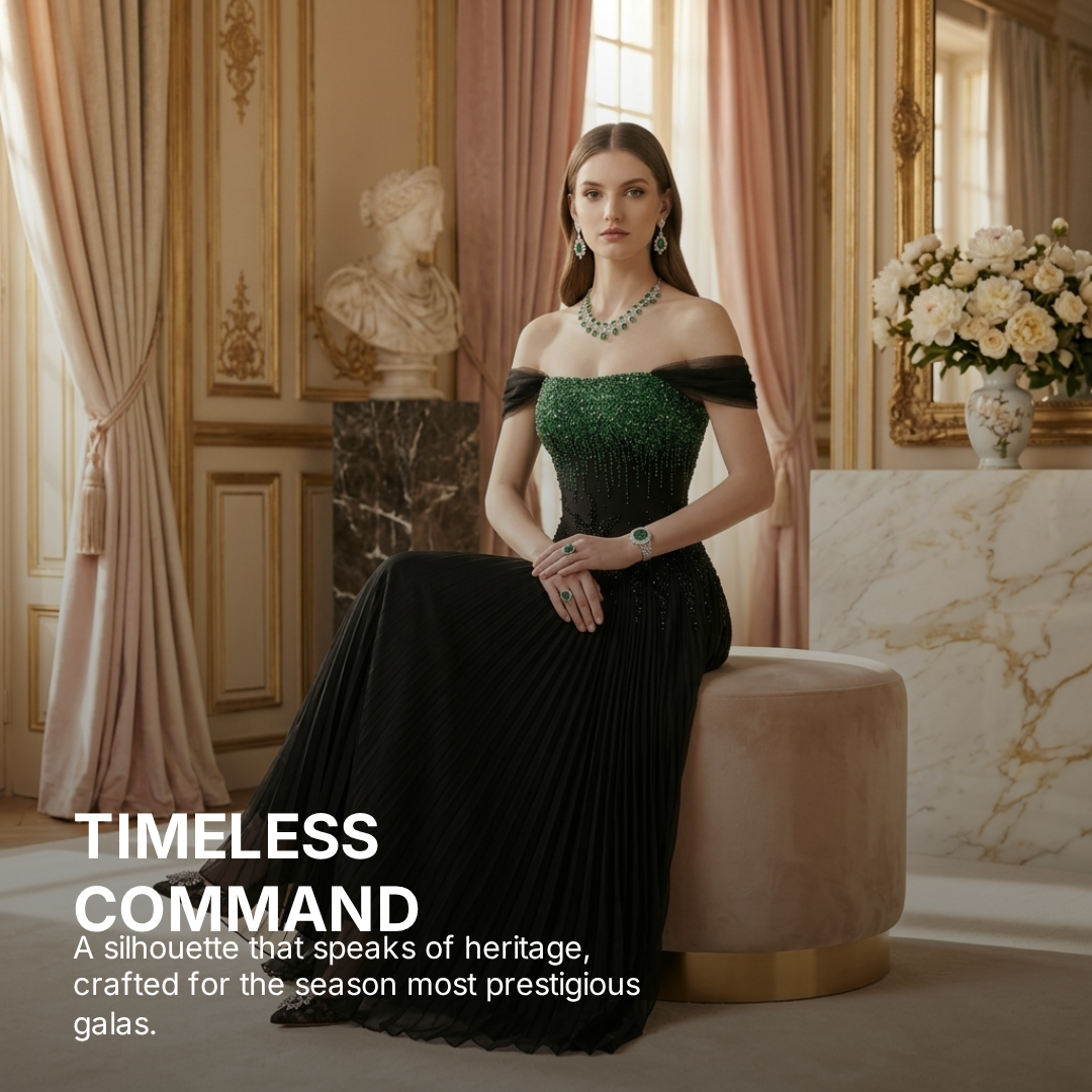 Emerald Noir Couture Gown