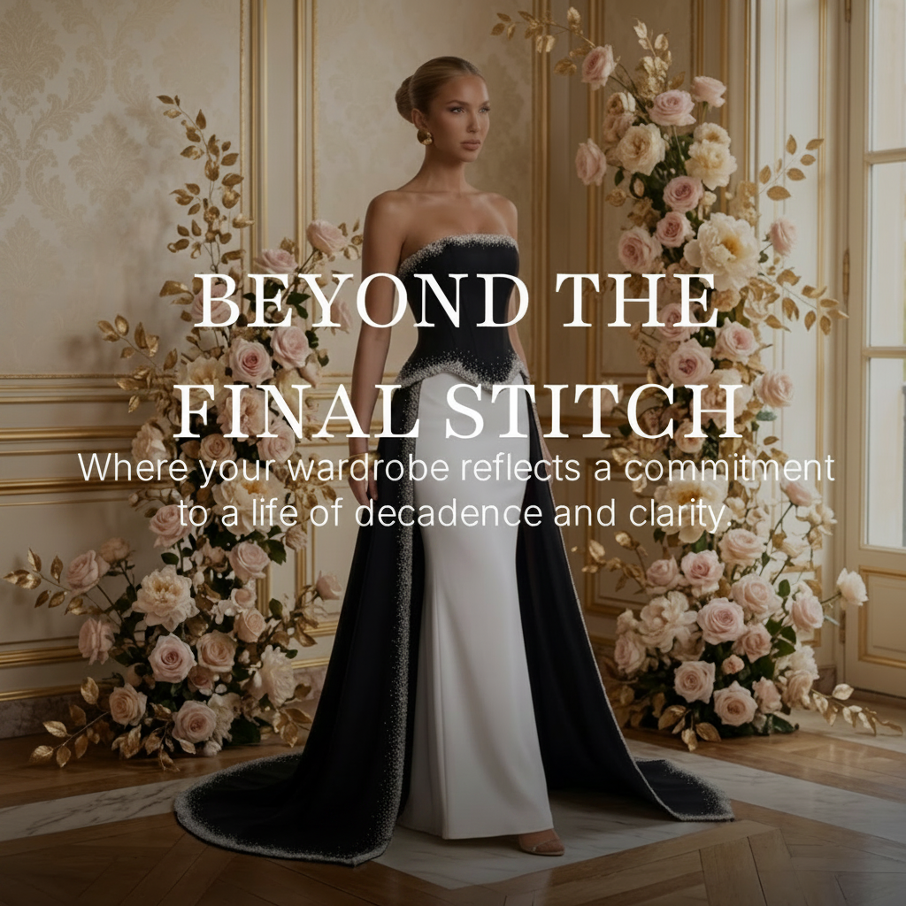 Veloria Monochrome Reverie Gown — Black & Ivory Beaded Couture