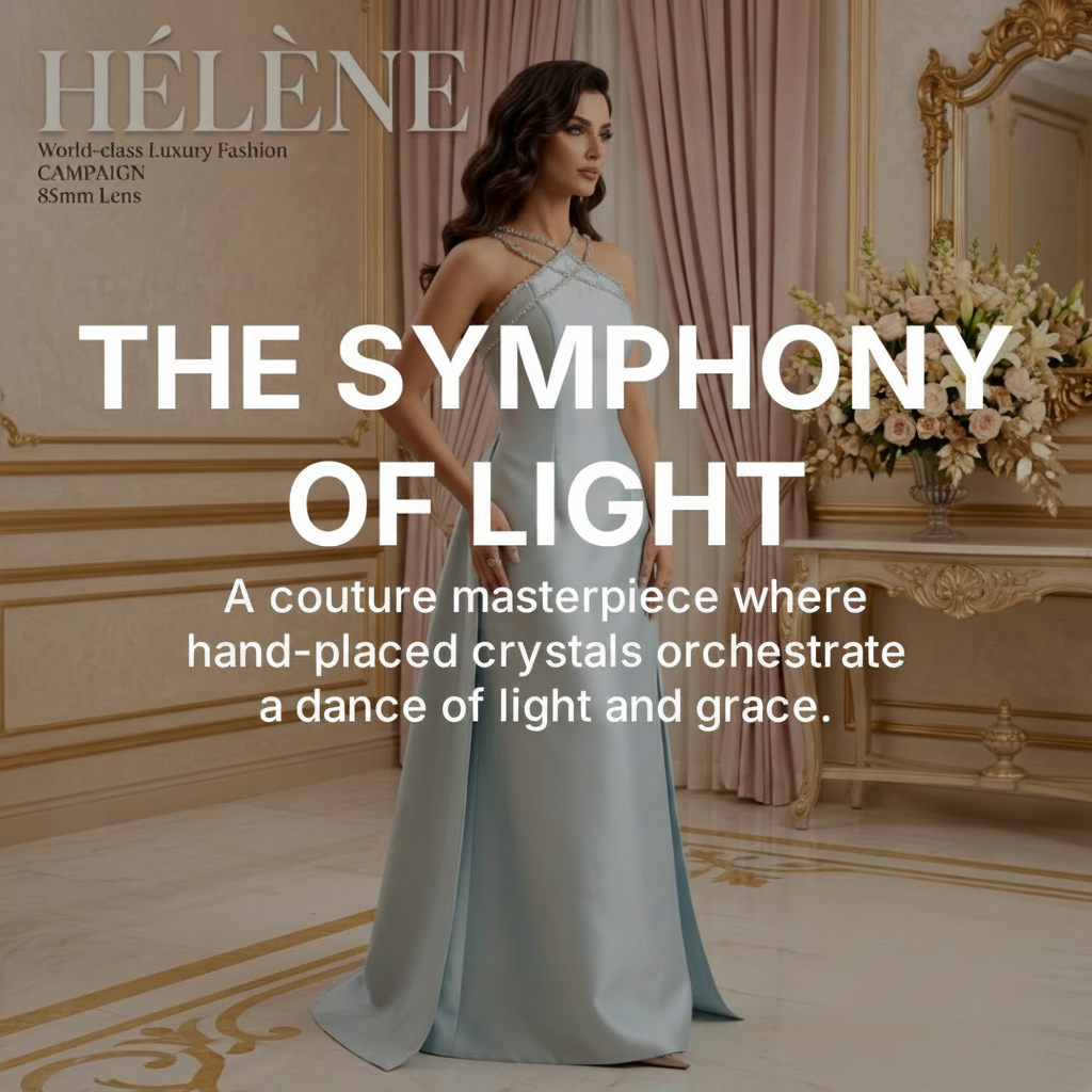 Veloria Sapphire Halter Gown — Ice Blue Crystal Halter Couture