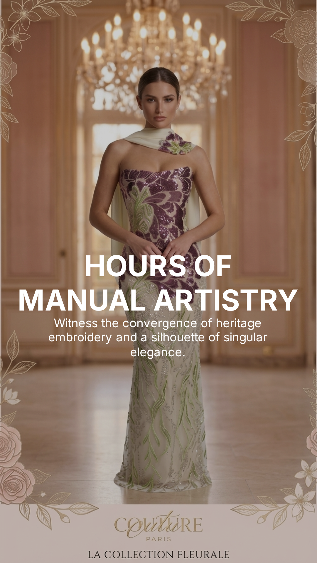 Veloria Botanical Reverie Gown — Mauve & Sage Embroidered Couture