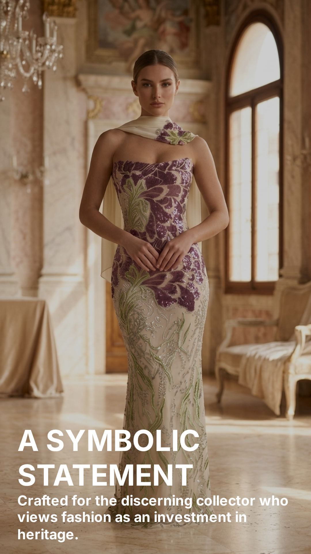 Veloria Botanical Reverie Gown — Mauve & Sage Embroidered Couture